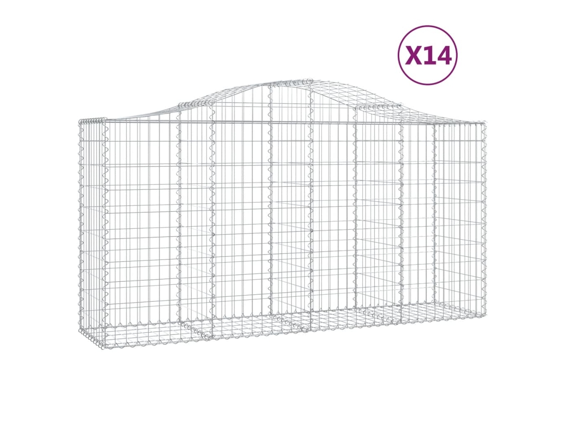 Gabion Basket, Gabion Baskets Vidaxl Prateado Ferro (200 X 50 X 100/120 Cm)