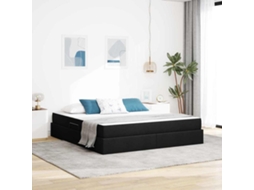 Vidaxl Cama Com Arrumação E Colchão Preto 180 X 200 Cm Poliéster