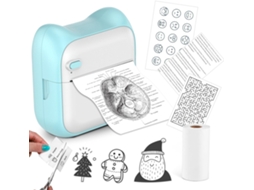 Impressora Térmica Portátil Sem Tinta, Compatível Com Ios E Android, Com 1 Rolo De Papel Azul