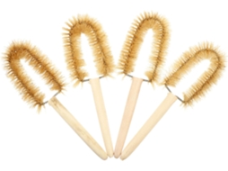 Conjunto De 4 Escovas De Limpeza Para Copos E Xícaras De Madeira Com Cabo.