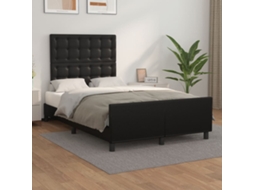 Estrutura De Cama C/ Cabeceira 120x200cm Couro Artificial Preto