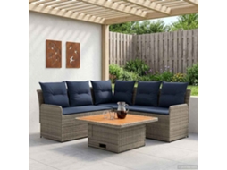 Vidaxl Conjuntos De Móveis 4 Unid. Cinza E Azul Marinho Rattan De Pe