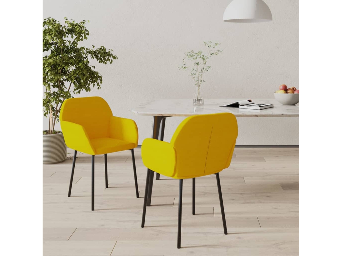 Dining Chair, Dining Chairs Vidaxl Amarelo Veludo (n/a)