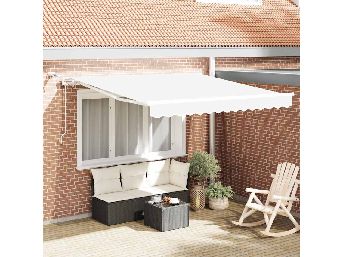 Toldo Retrátil Branco 350 X 250 Cm Poliéster e Metal VIDAXL