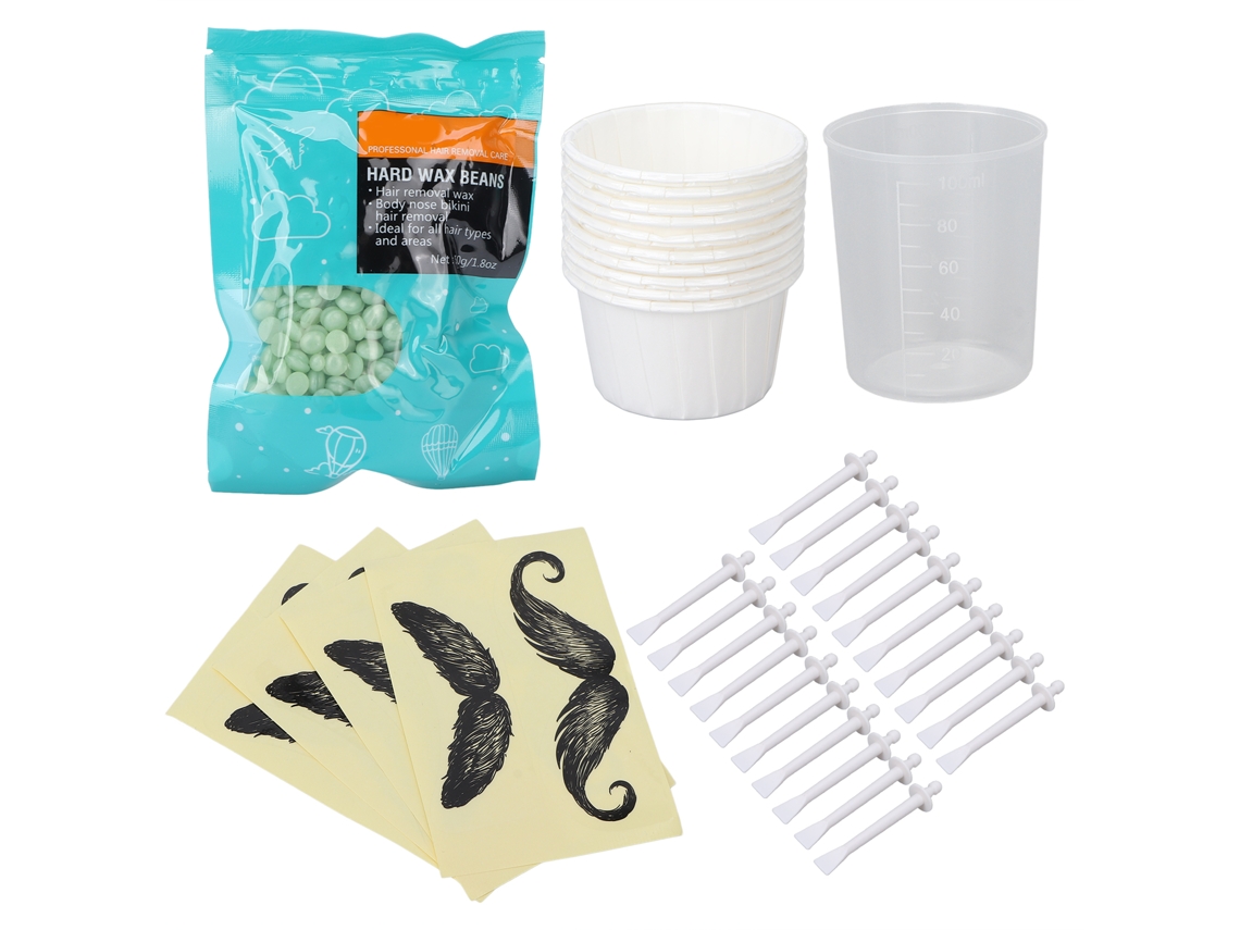 Kit De Cera Para Nariz Com Moldes De Bigode Aplicador E Copo Medidor Set De Cera Depilatória