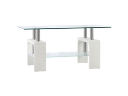 Mesa de Centro Moderna em Vidro e Madeira BTFORUS (90x50x42cm)