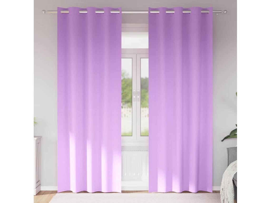 Vidaxl Cortinas Blackout Com Argolas 2 Unid. Roxo 225 X 140 Cm