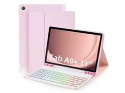 Capa De Couro Para Samsung Galaxy Tab A9 Com Teclado Rgb Retroiluminado Removível