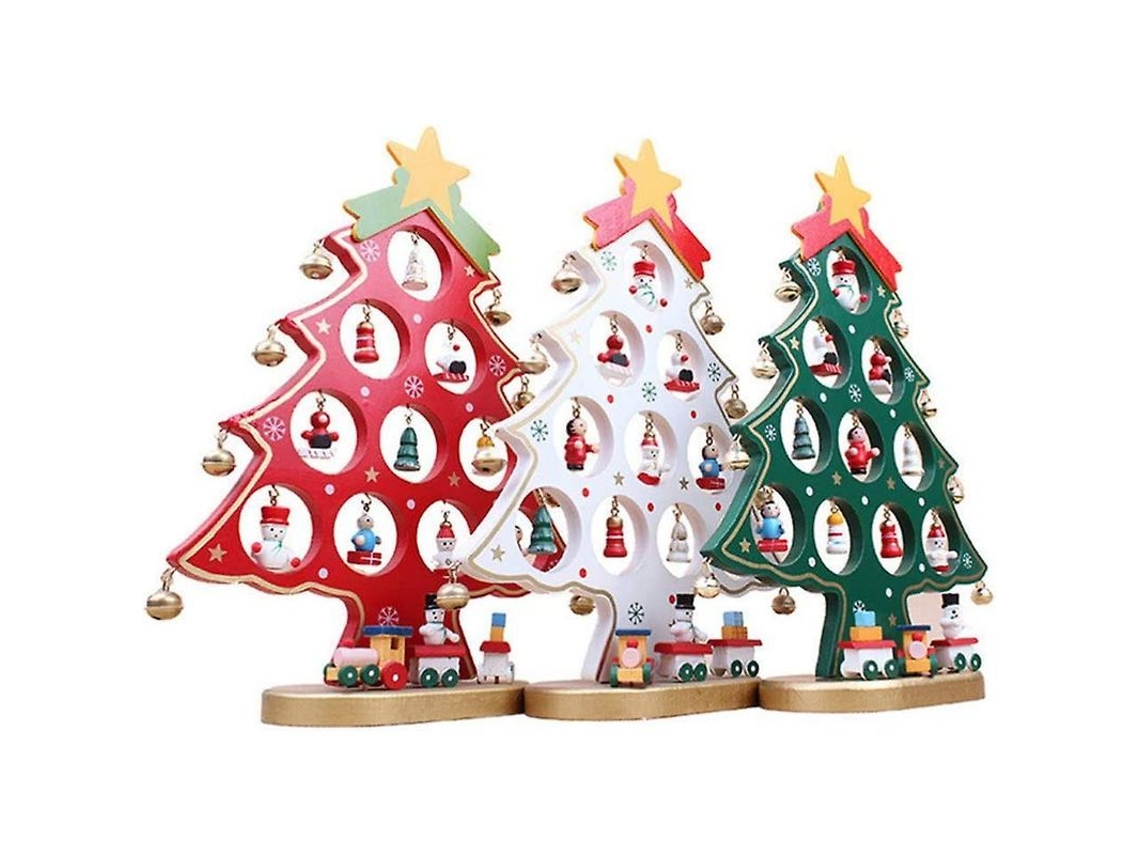 Árbol De Navidad De Madera Diy Decoración De Mesa Ornamento Infantil Regalo Festivo Verde