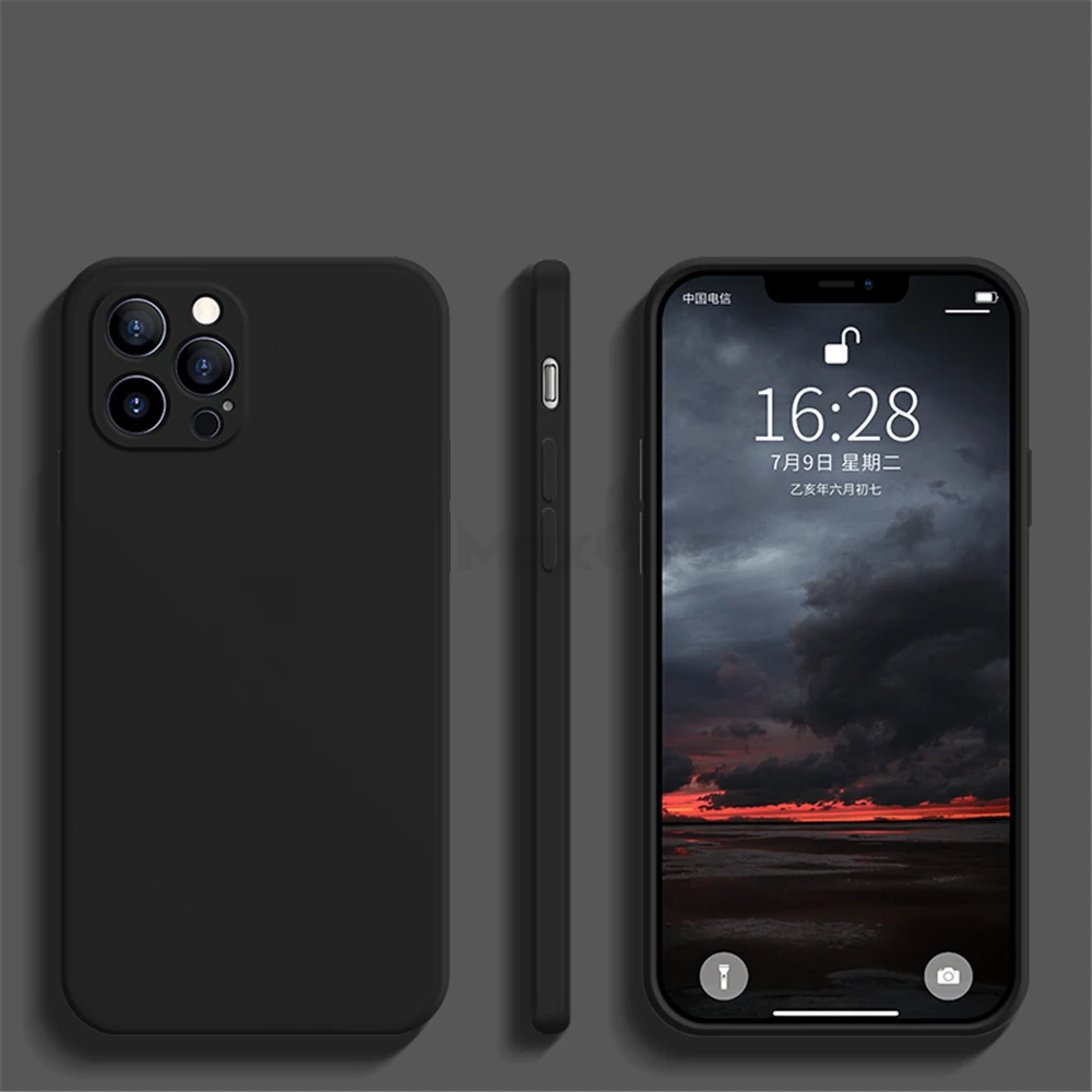 Capa Quadrada De Silicone Líquido (preta) Para Iphone 11 Pro De 5,8 Polegadas, À Prova De Choque.