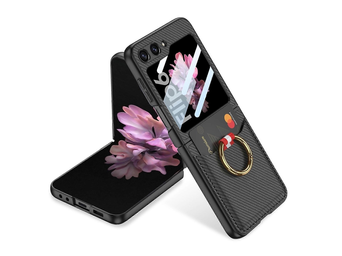 Capa De Celular De Couro Ultrafina Integrada Gkk Com Compartimentos Para Cartões E Suporte De Anel Para Samsung Galaxy Z Flip6