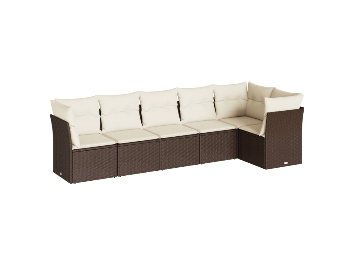 Conjunto de 6 sofás de jardim com almofadões Vime Pe Castanho MAISON EXCLUSIVE (80x200 cm)