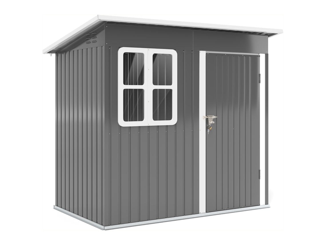 Casa de Jardim ORBITRA COMMERCE 2,55m² com Telhado Inclinado, portas Fecháveis em Aço, escuro (221x133x173/190cm)