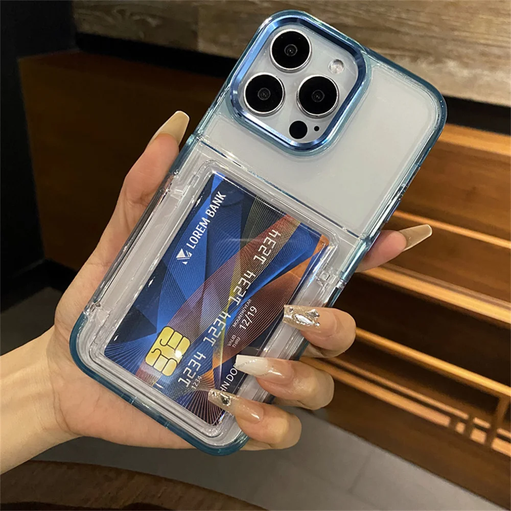 Capa Transparente Para Celular (azuis, Iphone 17 Pro Max), Proteção Contra Impactos, Estrutura Rígida Em Acrílico.