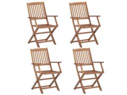 Cadeiras De Jardim Dobráveis 4 Pcs Madeira De Acácia Maciça Dkd Home Decor