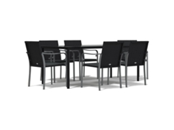 Garden Dining Set, Garden Dining Sets Vidaxl Preto Rattan / Vime (200 Cm Table Length)