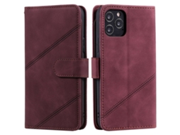 Capa Para Iphone 12 Pele Sintética Com Porta-cartões Vermelho