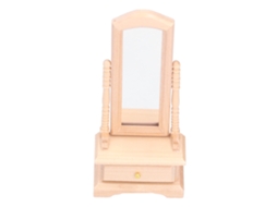 Walshlxq espejo de Tocador para Casita de Muñecas 1:12 Con Cajón, Mueble Miniatura Decorativo, Accesorio Burlywood