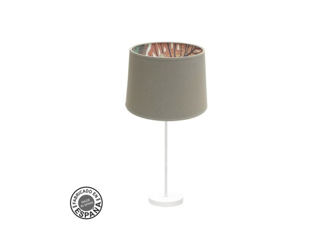 Candeeiro De Mesa Gr. Tunez 1xe27 Branco/estampado Taupe Fabrilamp