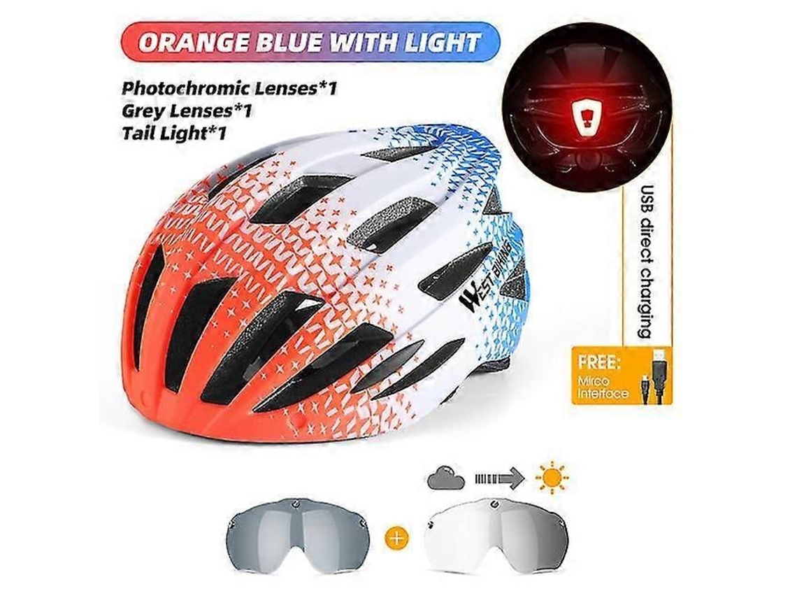 Capacete De Ciclismo Unissex Com Lanterna Traseira, Óculos De Proteção E Viseira Solar. Ideal Para Bicicletas De Montanha, Estrada, Elétricas E M