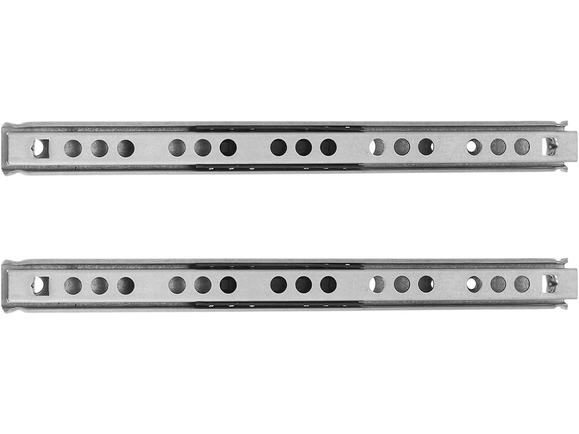 2 Peças De Corrediças Telescópicas Para Gavetas Em Aço Laminado A Frio Prateado