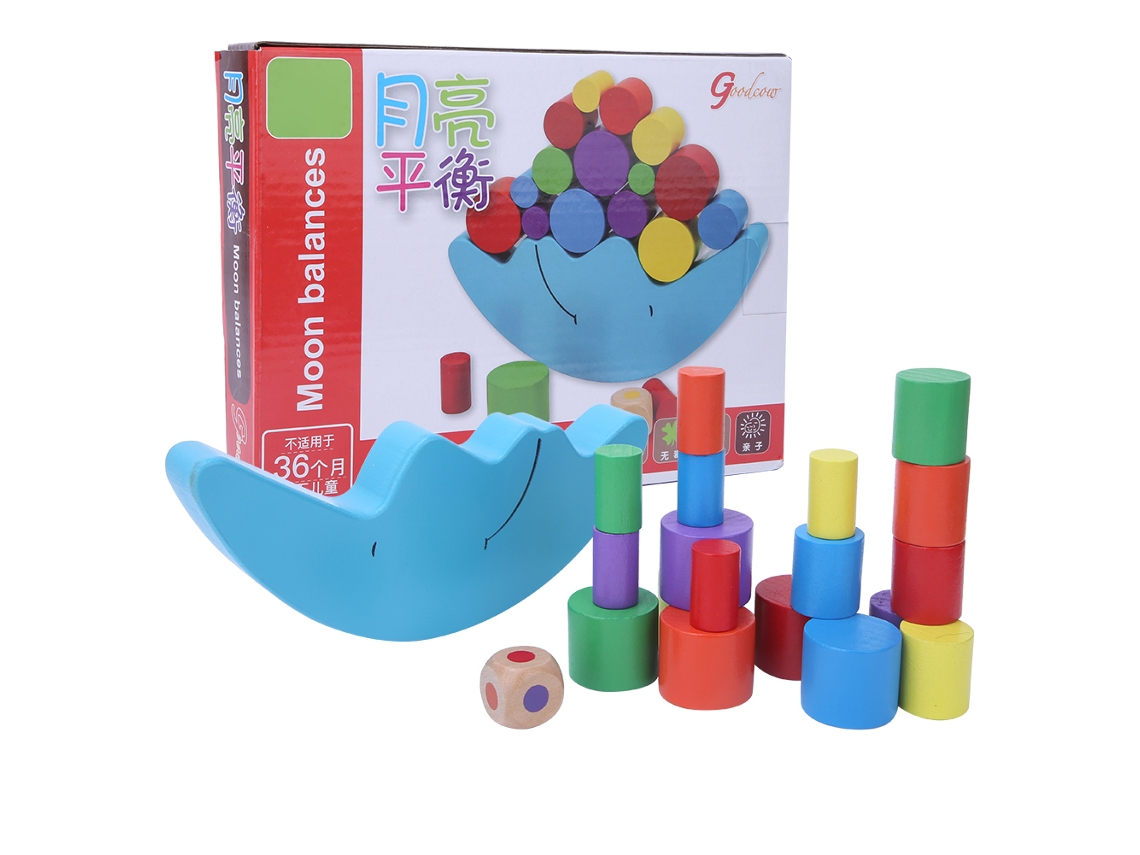 Mali blocos de Equilíbrio de Madeira Brinquedo Educativo Infantil Cute Lua para Crianças Acima de 3 Anos