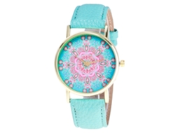 Relógio de Pulso Feminino de Moda com Pulseira de Couro Pu e Mostrador Simples (menta)
