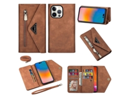 Capa Flip Para Iphone 14 Pro Max Em Couro Pu Com Zíper