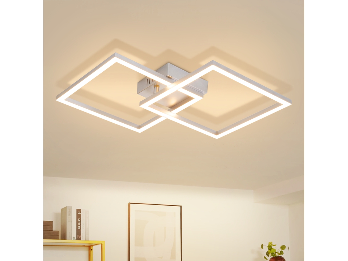 Nettlife Candeeiro De Teto Led Para Quarto E Sala De Estar, 24 W, Branco Quente 3000k, Candeeiro De Cozinha, Prata, Ajustável.