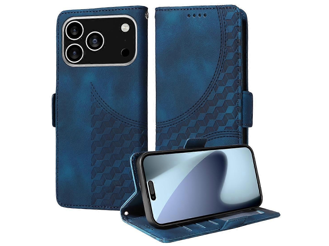 Capa De Celular De Couro Estrelado Com Losangos Em Relevo