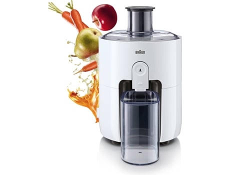 Centrifugadora BRAUN PureEase SJ3100WH Branco (500 W) — 500W; Tecnologia de extração a frio; Tecnologia de extração rápida (200ml de sumo em 15 segundos); Jarro de polpa 1,25L; Jarro de sumo 750ml; Sistema anti-gota; Serve diretamente no copo; Sistema quádruplo de segurança.