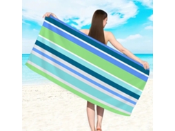 Yuysan Toalha De Praia Listrada Em Microfibra, Alta Absorção E Secagem Rápida, 150x75cm, Modelo St726, Cor Azul-esverdeado