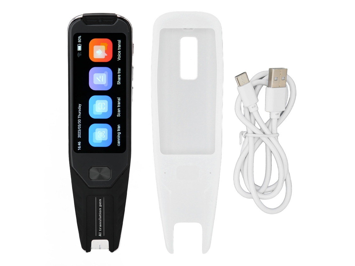Tradutor inteligente com tela sensível ao toque de 3,5 polegadas, 134 idiomas, HD, Bluetooth, para estudo, preto