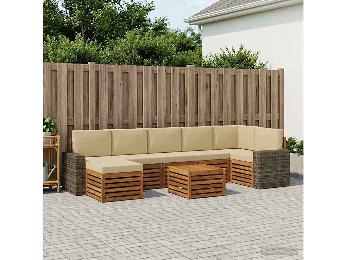 Vidaxl Conjunto De Sofás Para Exterior 8 Unid. Natural E Bege