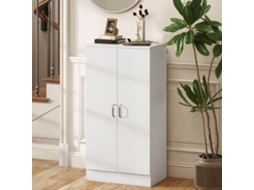 Zapatero Entrada Recibidor Con 2 Puertas 6 Estantes Ajustables Para 14 Pares De Zapatos 55x35x108 Cm Blanco