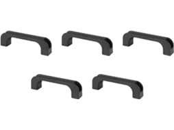 Conjunto De 5 Puxadores Retangulares Plástico Preto Para Portas Armário, 13, 2cm 5, 2 Polegadas