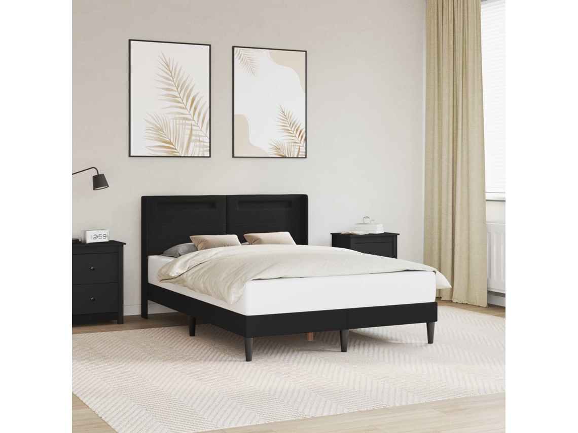 Vidaxl Estrutura da Cama Preto 140 X 200 Cm Couro Sintético