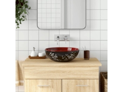 Vidaxl Lavatório De Bancada Redondo Φ41x14 Cm Cerâmica Preto/vermelho