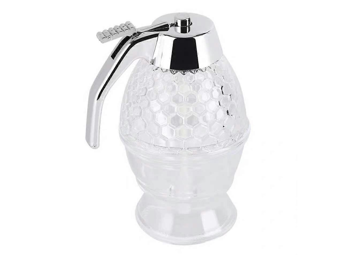 Dispensador de Miel Sin Goteo de Vidrio Con Base Diseño Panal Ideal para Jarabe de Arce Y Condimentos