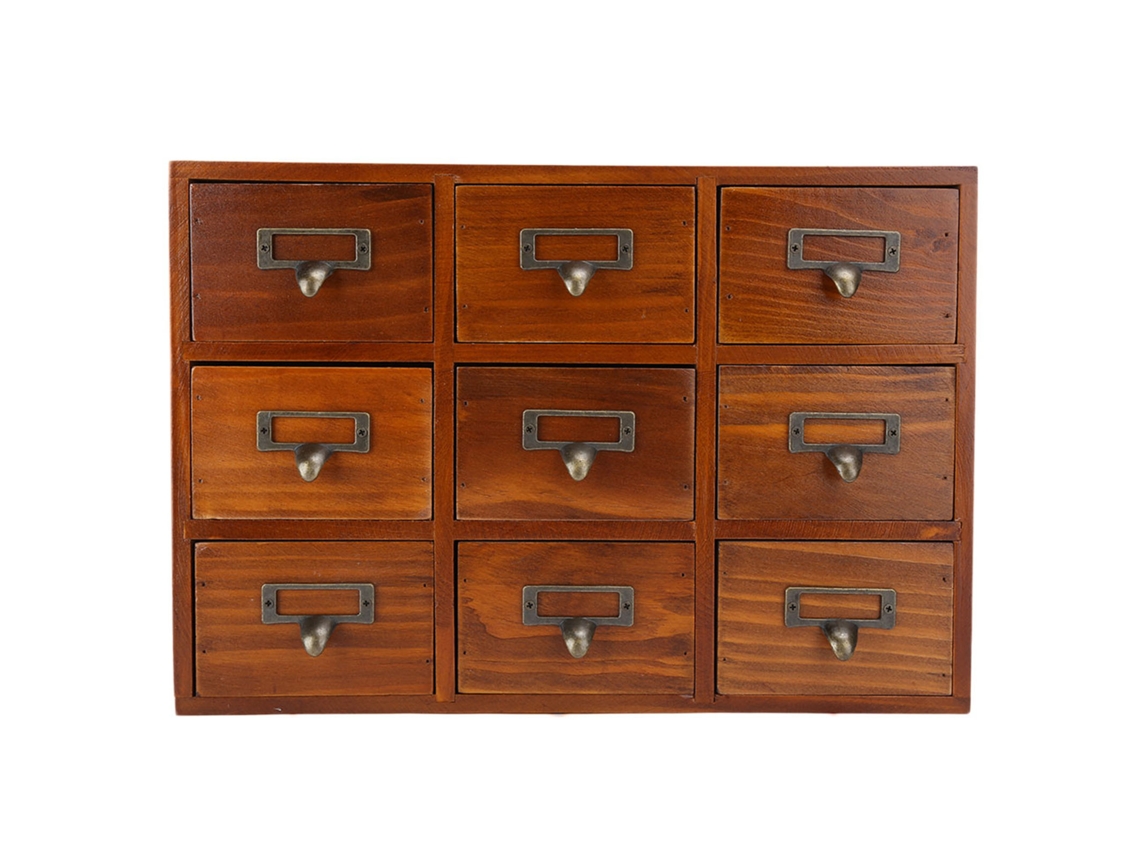 Caixa De Armazenamento De Mesa Vintage De Madeira Com Camadas Presente
