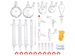Conjunto De Destilação Succebuy Para Vidraria De Laboratório 1l 3,3 Boro 32 Unidades.