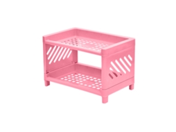 Rack de Armazenamento de Mesa com Duas Camadas Rosa S/MARCA