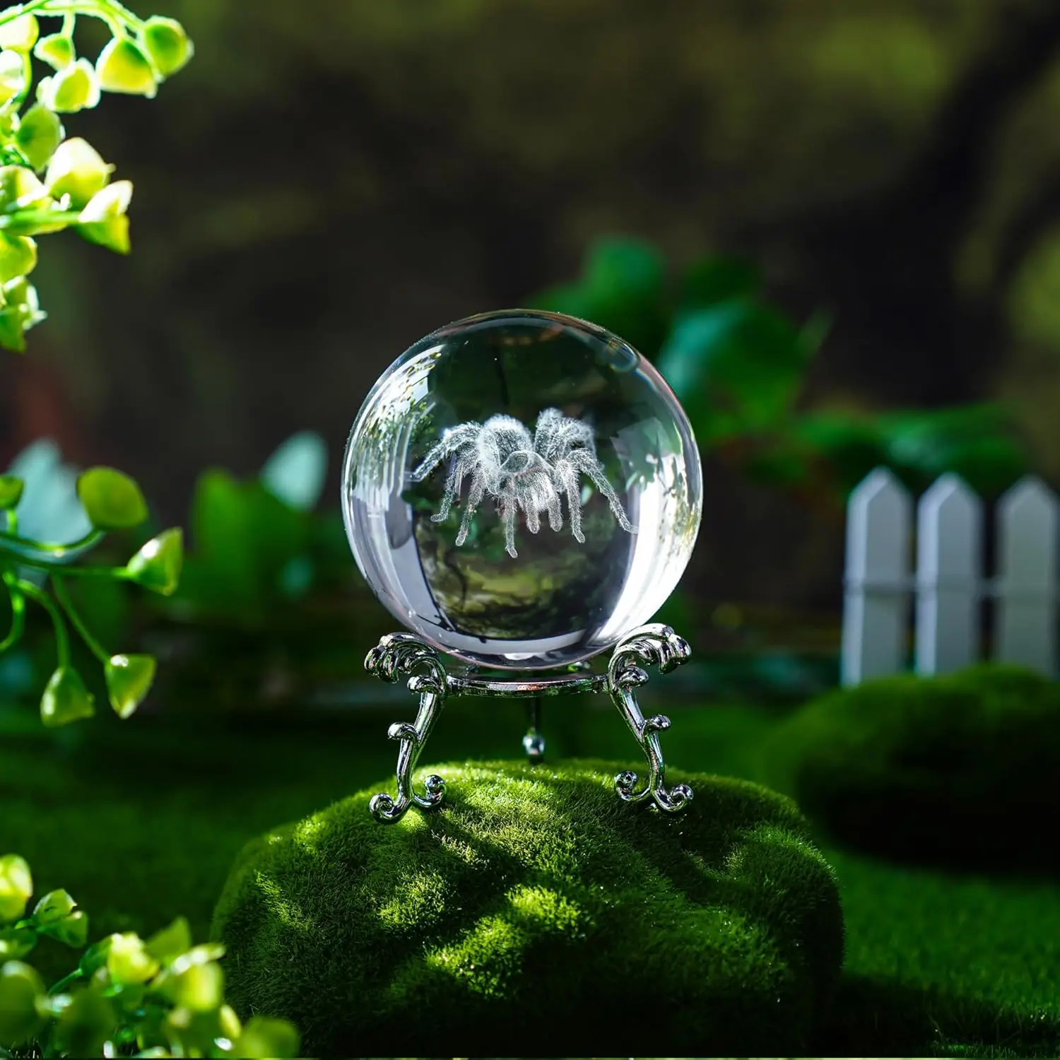 Estátua de Aranha 3d em Bola de Cristal para Decoração de Halloween, Gravada a Laser MDUG (6 Cm com Base)