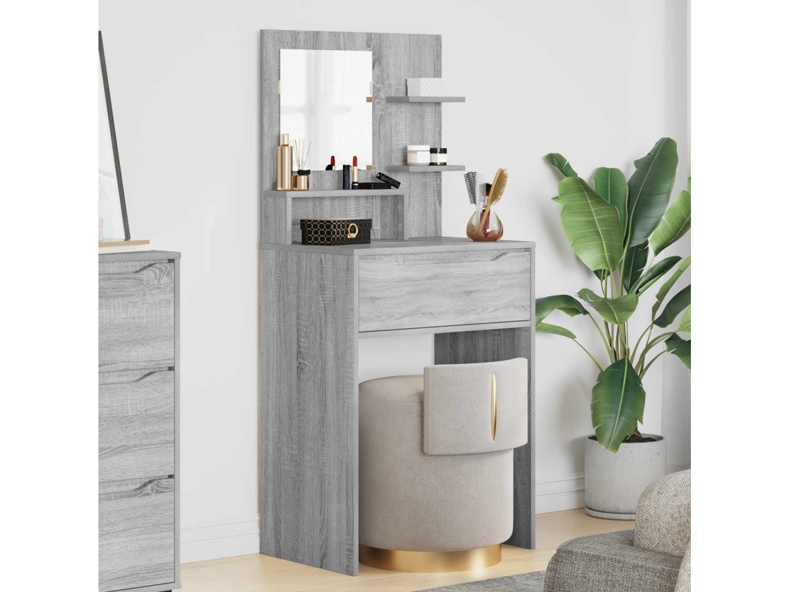 Vidaxl Mesas De Maquiagem Para Quarto Cinza Sonoma 80 X 39,6 X 135 Cm