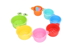 7 Peças De Vasos Apiláveis De Banho Para Bebê Com Gusanito Multicolor - Brinquedos Educativos Tempranos De Apilamento E Construção