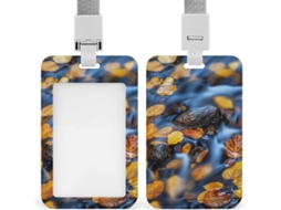Clipe Crachá, Porta Crachá Estampado Com Desenhos Fofos De Pedras E Galhos, Con Cordão, Porta Cartão De
