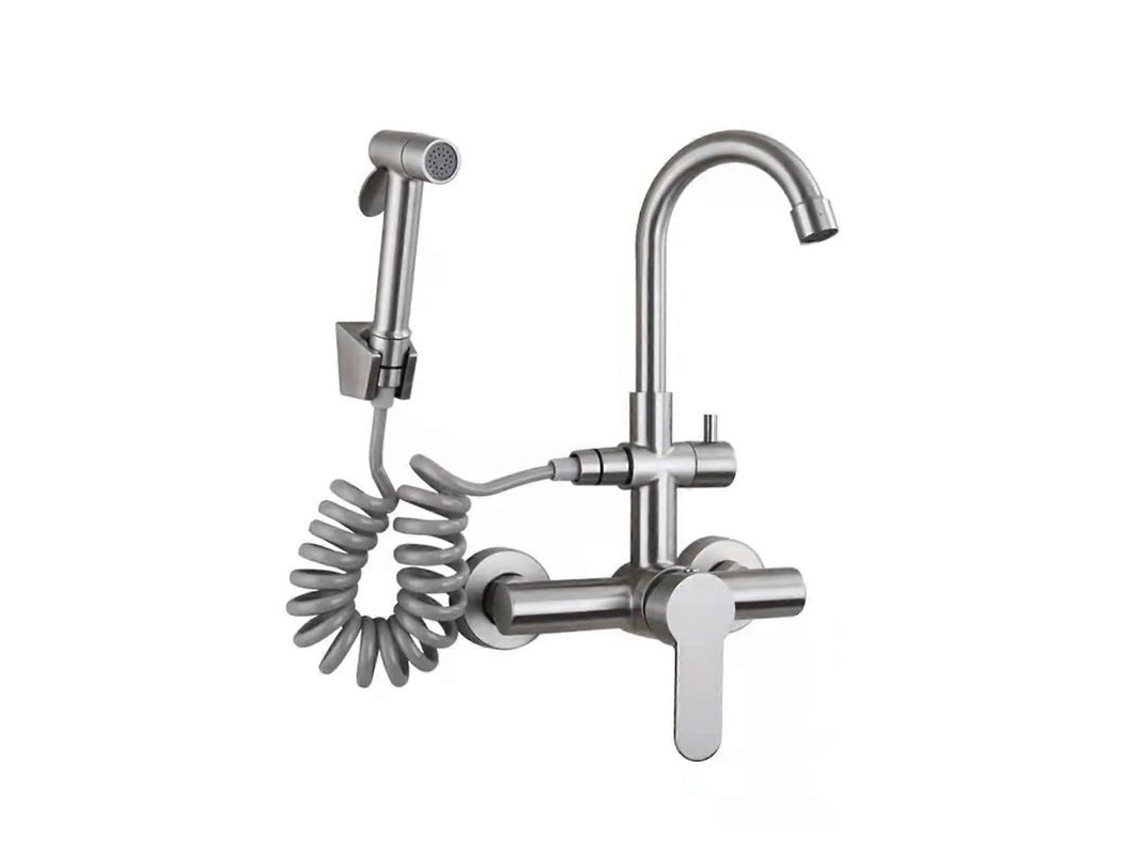 Faucet De Cozinha Em Aço Inoxidável 304 Com Mão De Obra, Giro 360° E Acabamento De Níquel Escovado