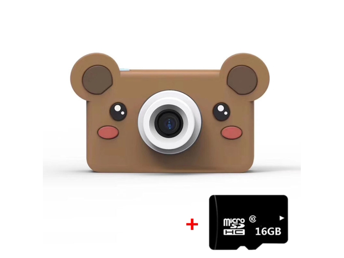 Halinuia Câmera Esportiva Infantil 8mp Tela 2,0 Polegadas Capa Urso Com 16gb