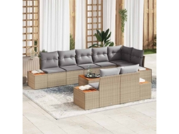 Vidaxl Conjunto de Sofá de Jardim 9 Pcs Bege Rattan Sintético