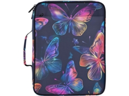 Pasta Expansível Com Estampa De Borboleta Neon Colorida, Organizador Com 7 Bolsos, Fichário De 3 Argolas E Fechamento Em